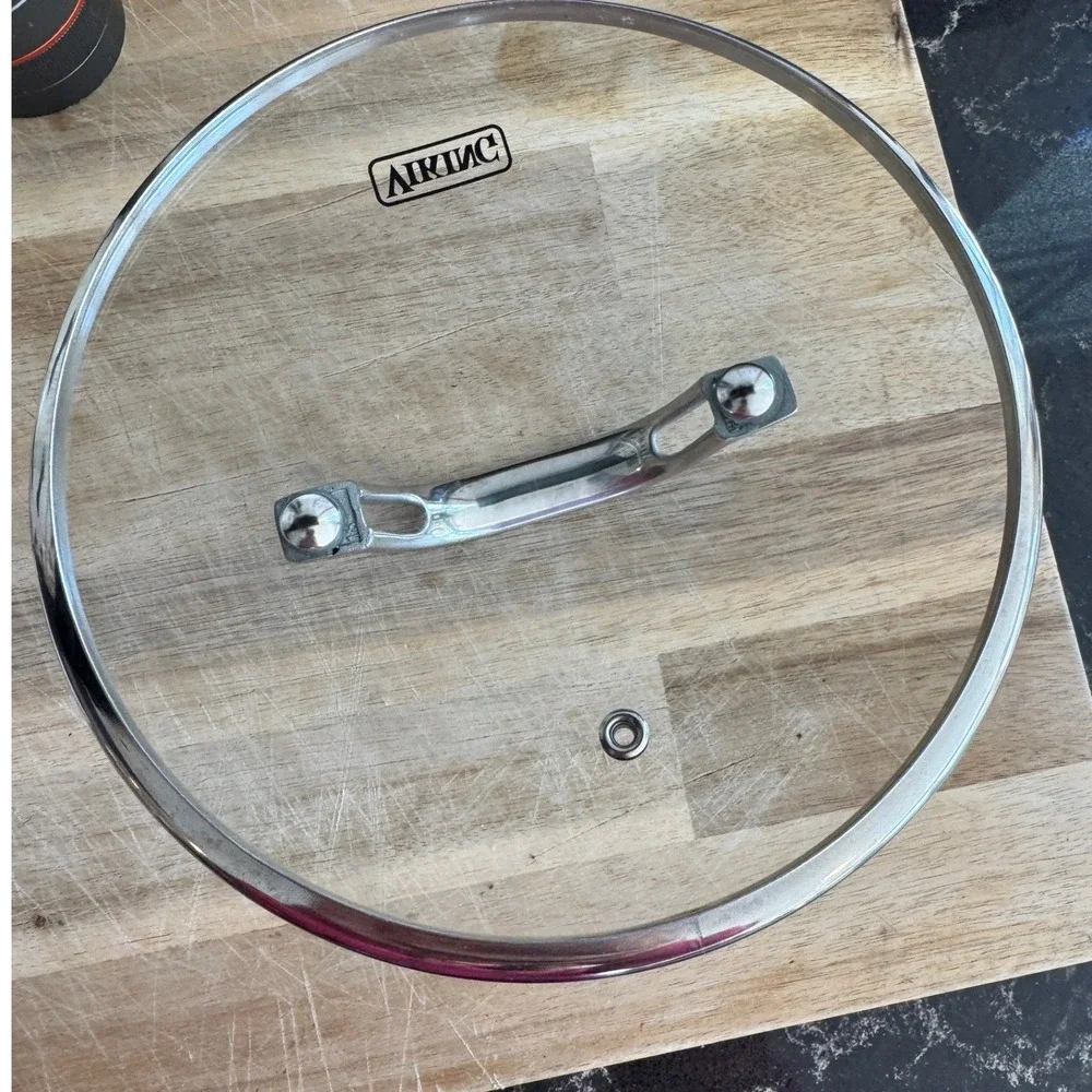 Viking 7.5 Inch Vented‎ Tempered Glass Replacement Lid Stainless Steel Handle
